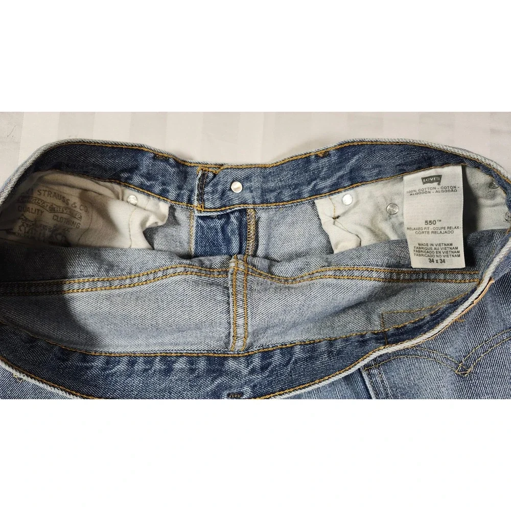 Y2K Levis 550 Relaxed Fit Jeans Mens 34x34 Medium Wash Blue Denim Vintage